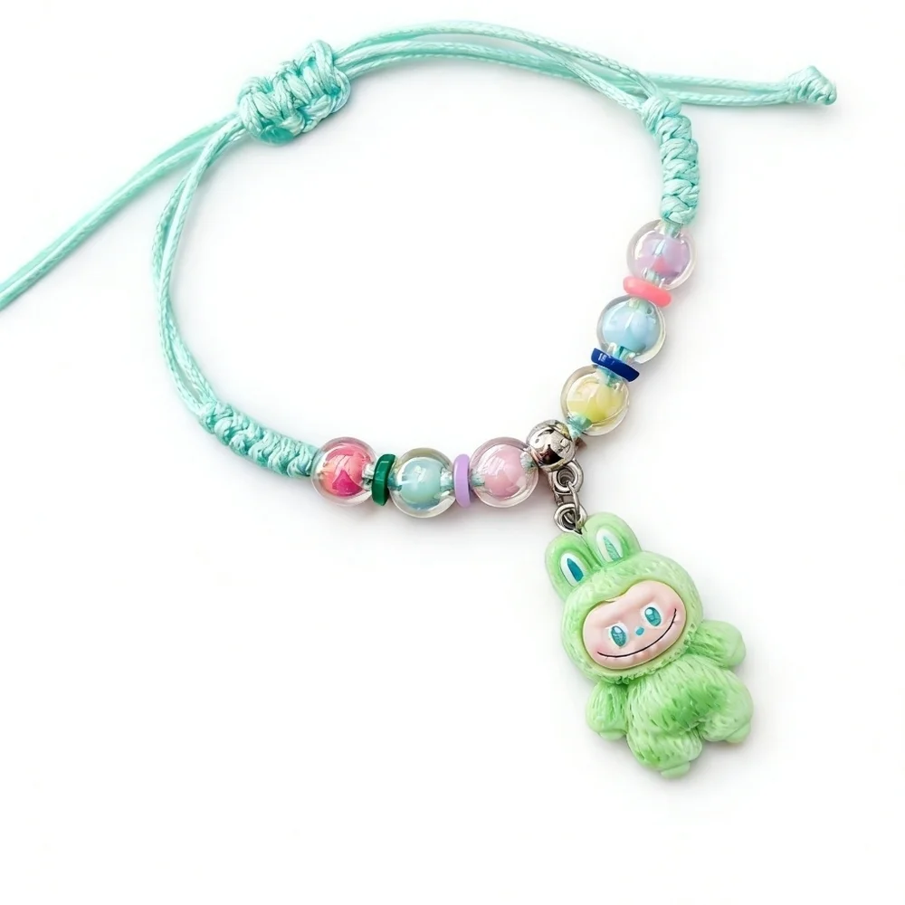 Labubu-Inspired Macramé Bracelet Mint & Seafoam